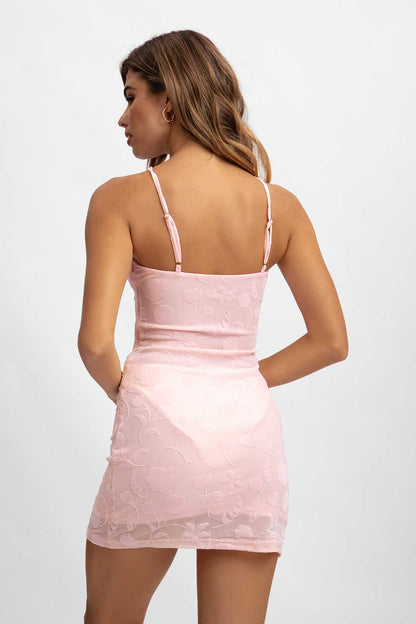 Stevie Halter Mini Dress / Peach Tulip Jacquard FINAL SALE