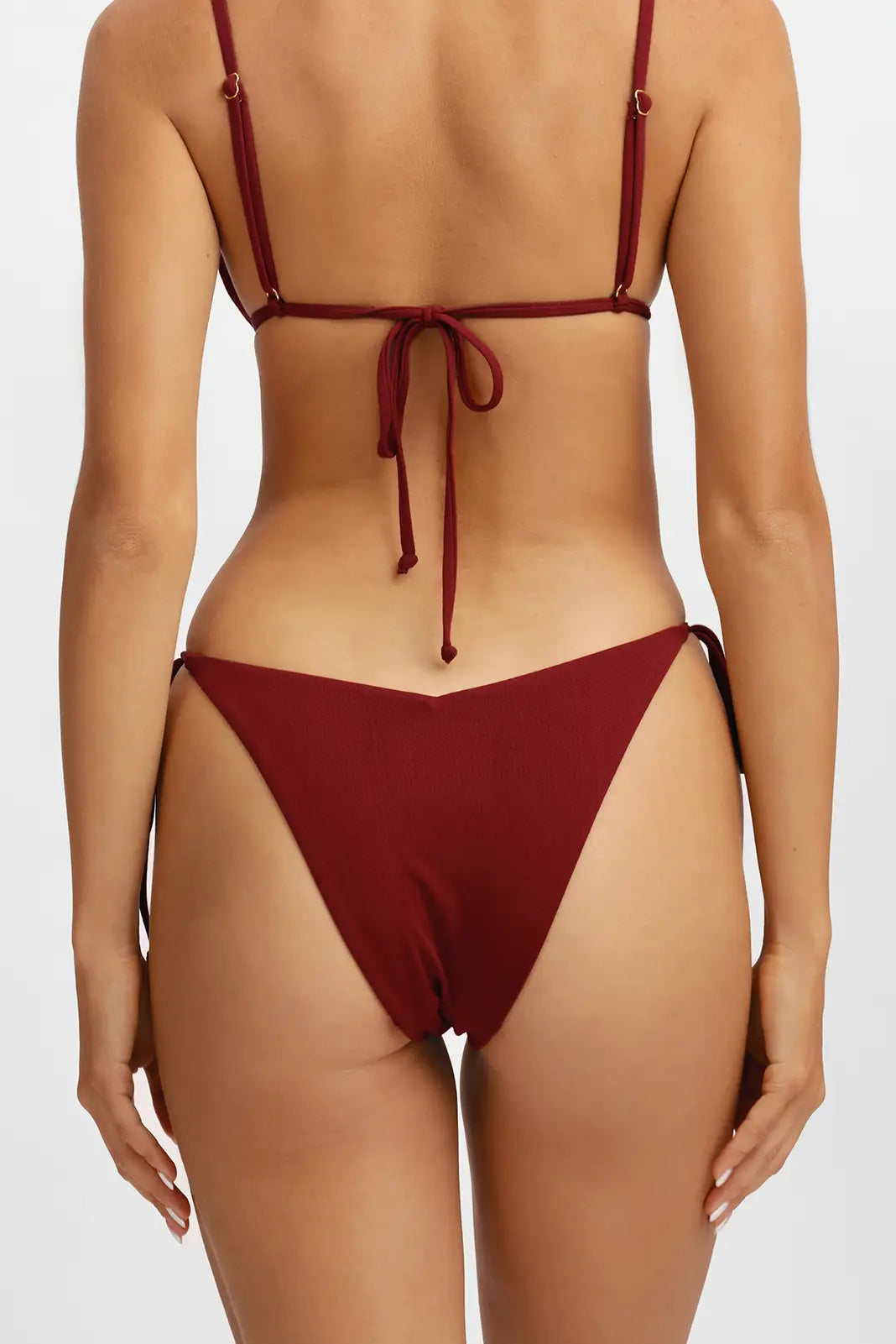 Kelly Side-Ties Cheeky Bottoms / Cherry Wine Pointelle