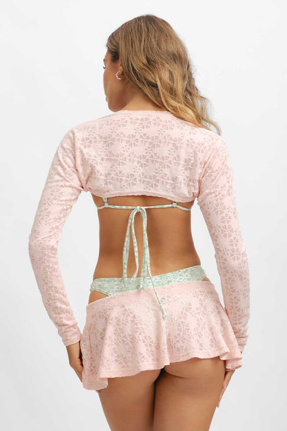 Dorothy Cropped Knit Shrug / Pink Petal