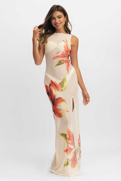 Serena Maxi Mesh Dress / Tiger Lily