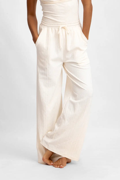 Andie Wide Leg Pants / Vanilla Rum Jacquard