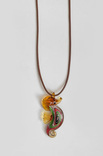 Cord Glass Necklace / Amber FINAL SALE