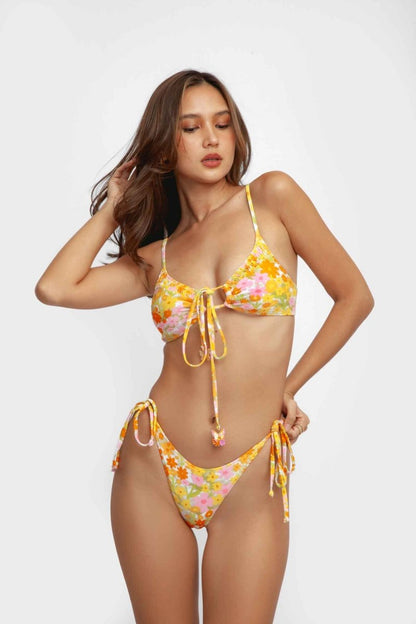 Daniella Side Tie Adjustable Bottoms / May Flowers FINAL SALE