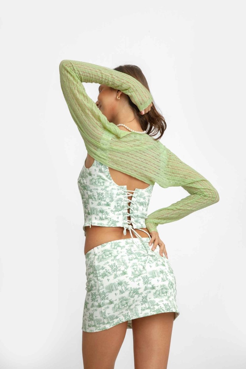 Dorothy Cropped Knit Shrug / Matcha FINAL SALE