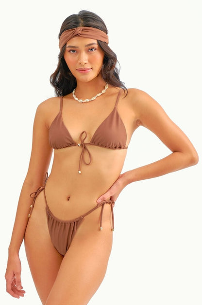 Liv Ruched String Adjustable Bottoms / Cocoa FINAL SALE