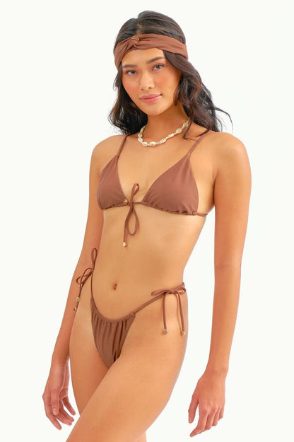 Liv Ruched String Adjustable Bottoms / Cocoa FINAL SALE