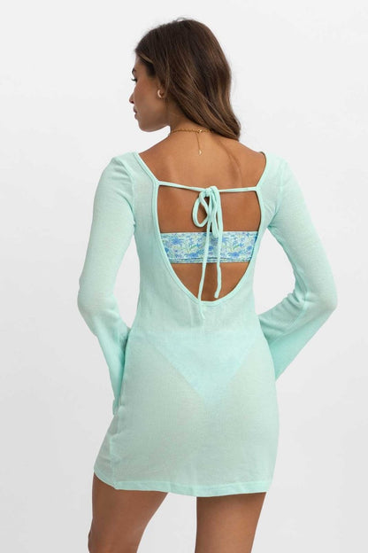 Meredith Open Back Dress / Pastel Teal