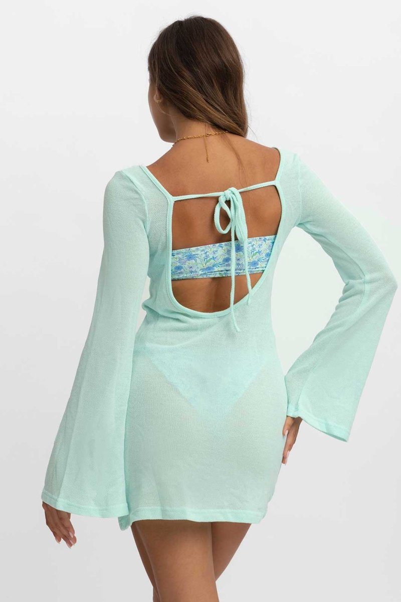 Meredith Open Back Dress / Pastel Teal