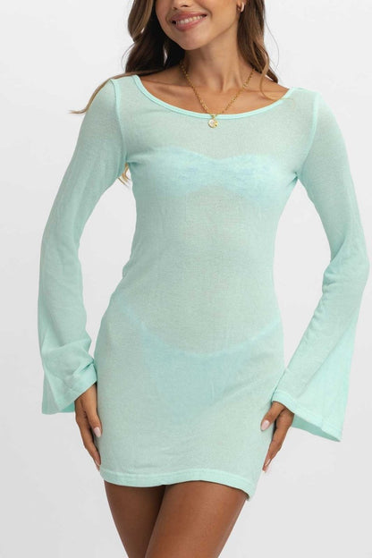 Meredith Open Back Dress / Pastel Teal