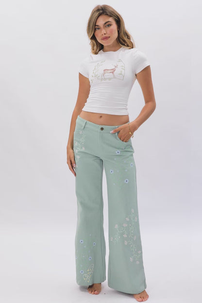 Lauren Embroidered Pants / Enchantment