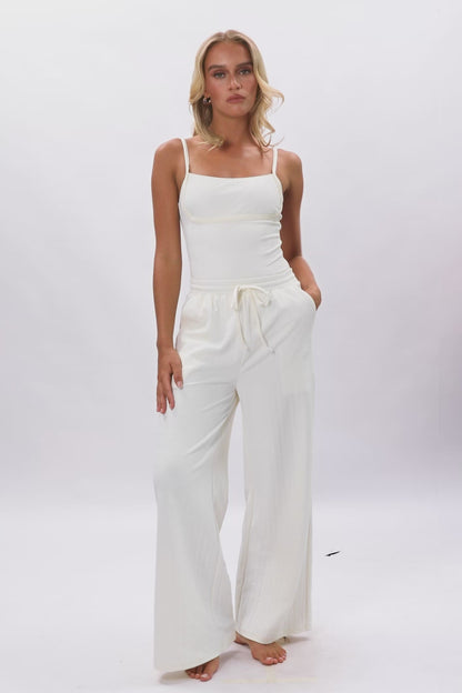 Andie Wide Leg Pants / Vanilla Rum Jacquard