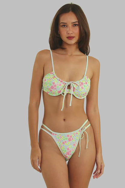 Noey Underwire Tie Front Top / Pastel Party