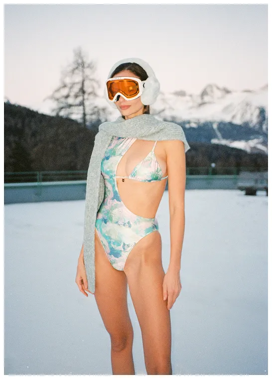 Petra Asymmetrical One Piece in Alps Gloss