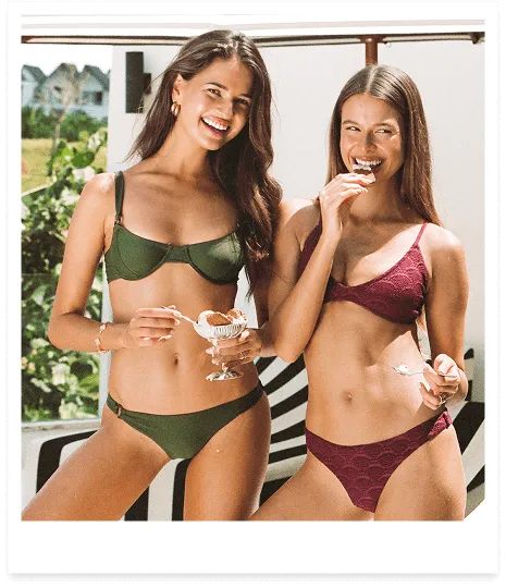 Left : Portia Set in Basil Smash, Right : Mila Top and Moriah Bottoms in Henna